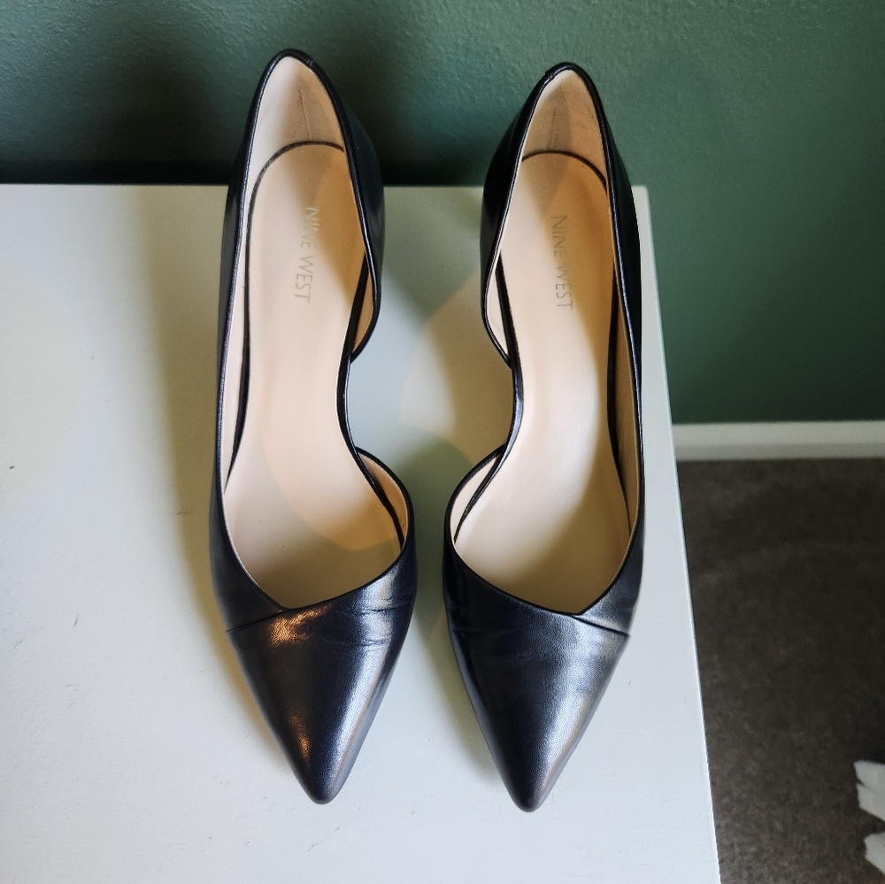 Nine West Women's Carao Black Leather Pumps 10.5